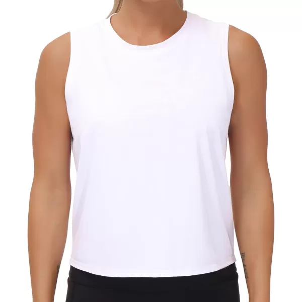 THE GYM PEOPLE Womens Workout Tops in Ice Silk Quick Dry SleevelessWhite