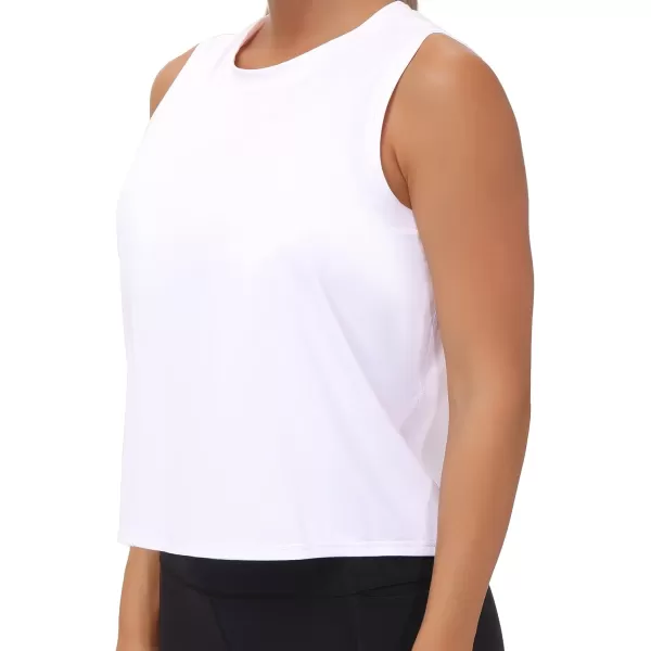 THE GYM PEOPLE Womens Workout Tops in Ice Silk Quick Dry SleevelessWhite