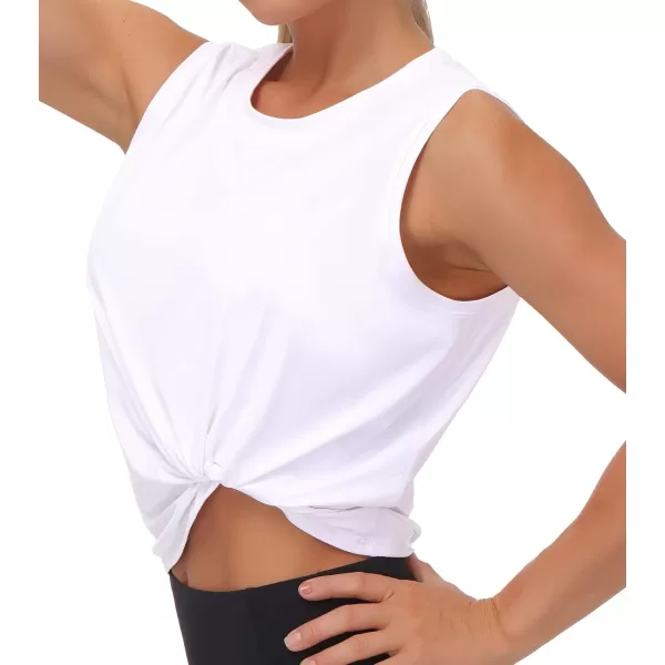 THE GYM PEOPLE Womens Workout Tops in Ice Silk Quick Dry SleevelessWhite