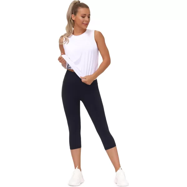 THE GYM PEOPLE Womens Workout Tops in Ice Silk Quick Dry SleevelessWhite