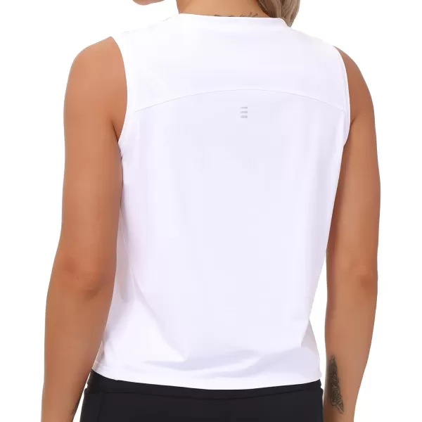 THE GYM PEOPLE Womens Workout Tops in Ice Silk Quick Dry SleevelessWhite