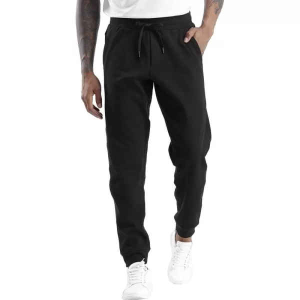 THE GYM PEOPLE Mens Fleece Joggers Pants with Deep Pockets in Loosefit StyleFleece Lined Black