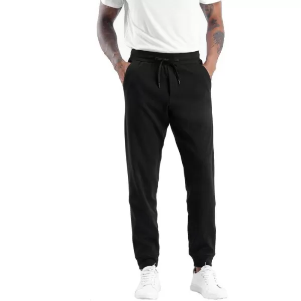 THE GYM PEOPLE Mens Fleece Joggers Pants with Deep Pockets in Loosefit StyleUnlined Lightweight Basic Black