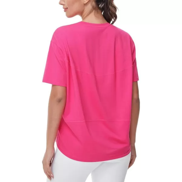 THE GYM PEOPLE Womens Short Sleeve Workout TShirts Back Loose Fit Running Yoga Tee TopsBright Pink