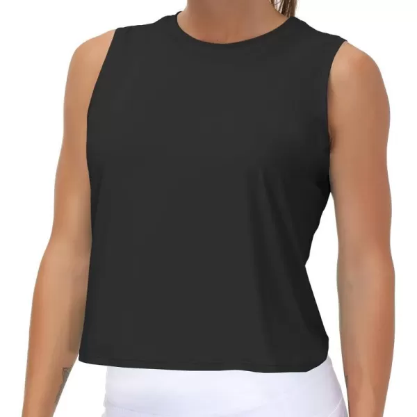 THE GYM PEOPLE Womens Workout Tops in Ice Silk Quick Dry SleevelessBlack