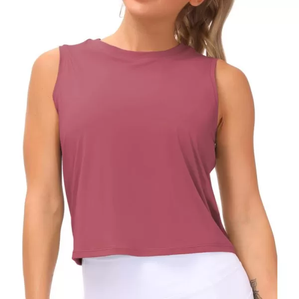 THE GYM PEOPLE Womens Workout Tops in Ice Silk Quick Dry SleevelessRose Red