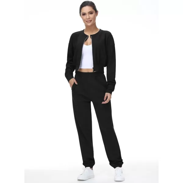 THE GYM PEOPLE Womens Baggy Cinch Bottom Sweatpants Lightweight Workout Joggers Pants with PocketsBlack