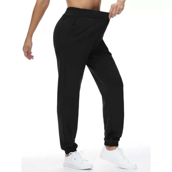THE GYM PEOPLE Womens Baggy Cinch Bottom Sweatpants Lightweight Workout Joggers Pants with PocketsBlack