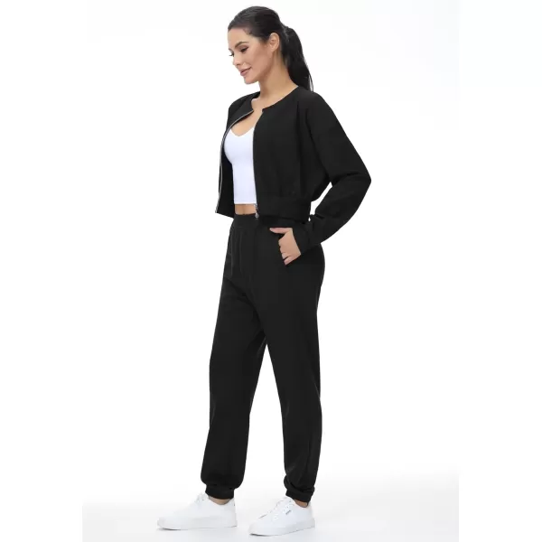 THE GYM PEOPLE Womens Baggy Cinch Bottom Sweatpants Lightweight Workout Joggers Pants with PocketsBlack