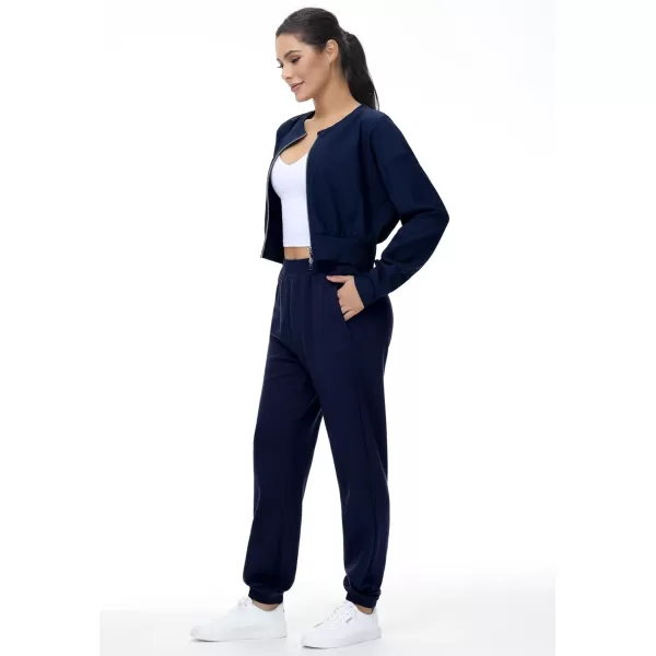 THE GYM PEOPLE Womens Baggy Cinch Bottom Sweatpants Lightweight Workout Joggers Pants with PocketsDark Blue