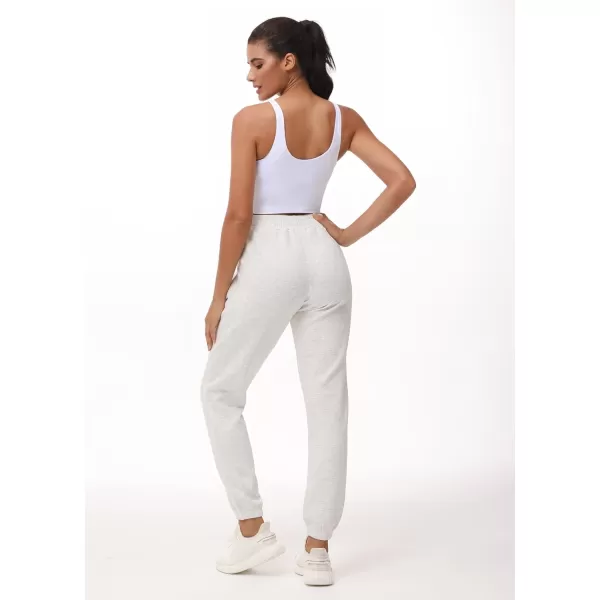 THE GYM PEOPLE Womens Baggy Cinch Bottom Sweatpants Lightweight Workout Joggers Pants with PocketsHeather White