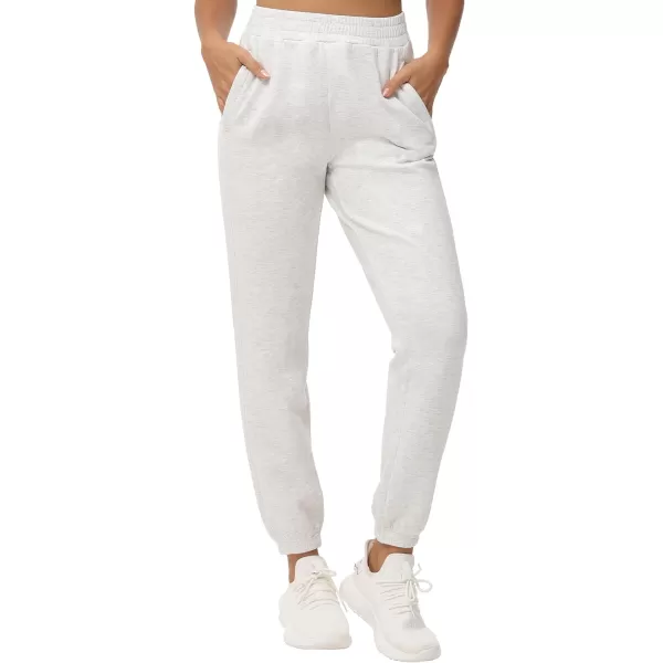 THE GYM PEOPLE Womens Baggy Cinch Bottom Sweatpants Lightweight Workout Joggers Pants with PocketsHeather White