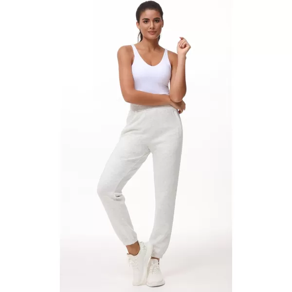 THE GYM PEOPLE Womens Baggy Cinch Bottom Sweatpants Lightweight Workout Joggers Pants with PocketsHeather White