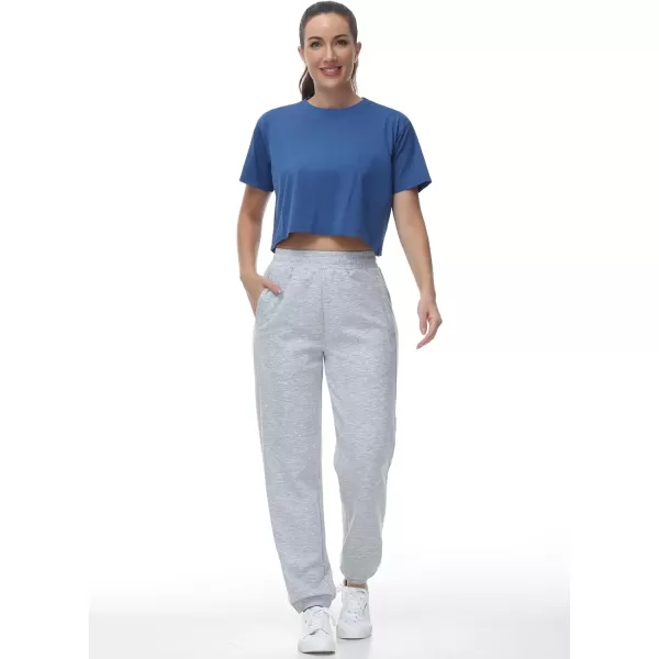 THE GYM PEOPLE Womens Baggy Cinch Bottom Sweatpants Lightweight Workout Joggers Pants with PocketsLight Heather Grey
