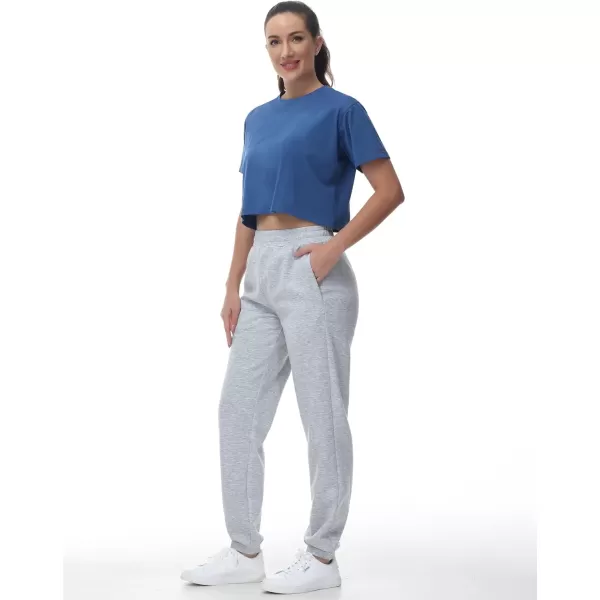 THE GYM PEOPLE Womens Baggy Cinch Bottom Sweatpants Lightweight Workout Joggers Pants with PocketsLight Heather Grey