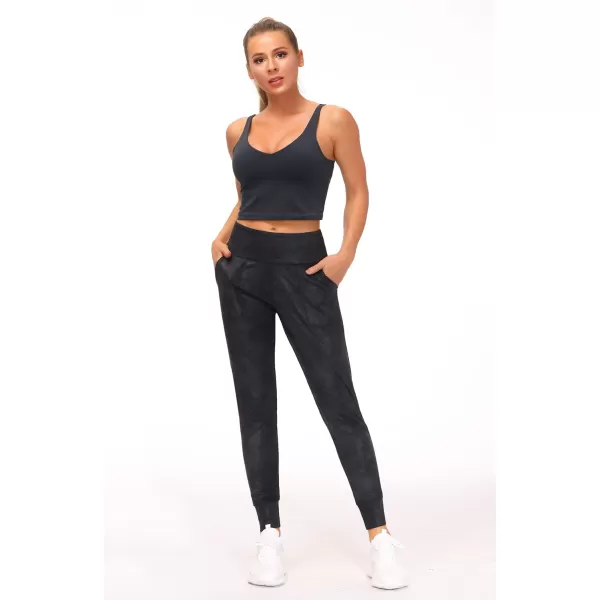 THE GYM PEOPLE Womens Joggers Pants Lightweight Athletic Leggings Tapered Lounge Pants for Workout Yoga RunningFaux Leather Coated