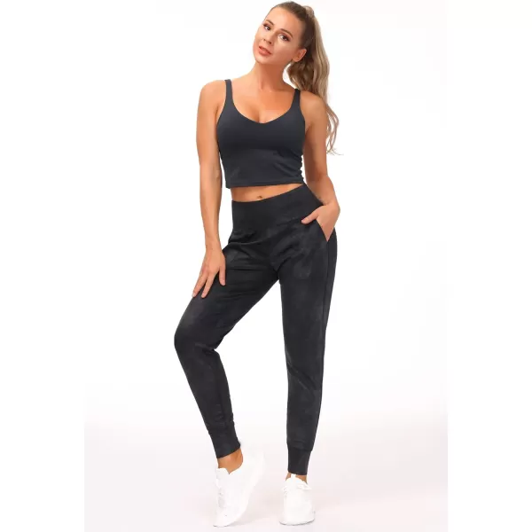 THE GYM PEOPLE Womens Joggers Pants Lightweight Athletic Leggings Tapered Lounge Pants for Workout Yoga RunningFaux Leather Coated