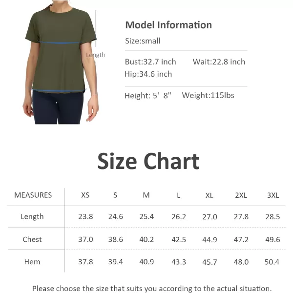 THE GYM PEOPLE Womens Short Sleeve Workout Shirts Breathable Yoga TShirts with Side Slits Athletic Tee TopsArmy Green
