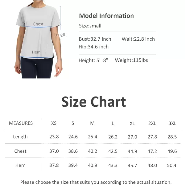 THE GYM PEOPLE Womens Short Sleeve Workout Shirts Breathable Yoga TShirts with Side Slits Athletic Tee TopsBright Grey