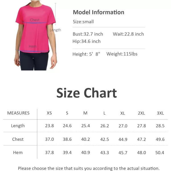 THE GYM PEOPLE Womens Short Sleeve Workout Shirts Breathable Yoga TShirts with Side Slits Athletic Tee TopsBright Pink