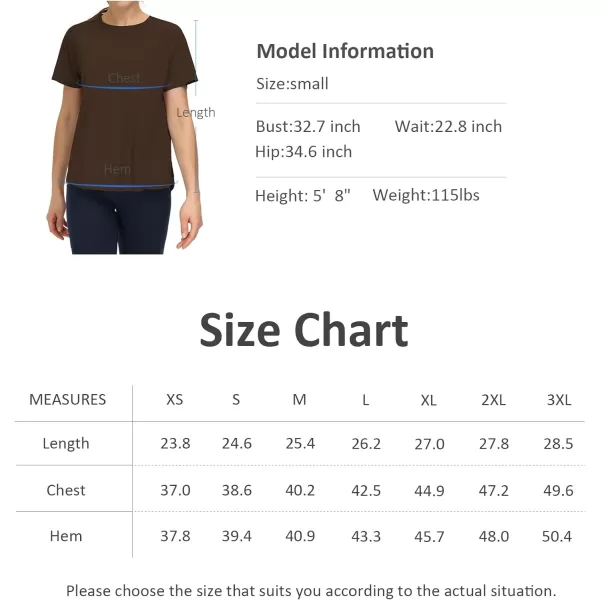 THE GYM PEOPLE Womens Short Sleeve Workout Shirts Breathable Yoga TShirts with Side Slits Athletic Tee TopsBrown