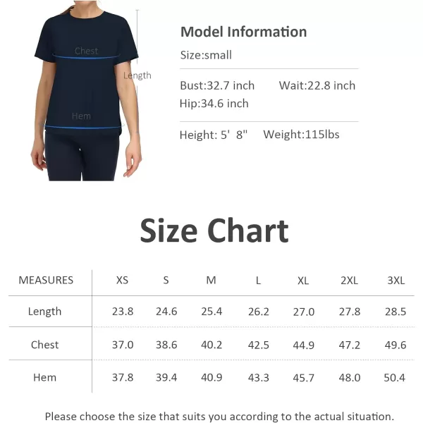THE GYM PEOPLE Womens Short Sleeve Workout Shirts Breathable Yoga TShirts with Side Slits Athletic Tee TopsDark Blue