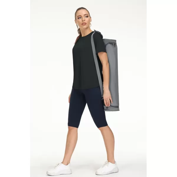 THE GYM PEOPLE Womens Short Sleeve Workout Shirts Breathable Yoga TShirts with Side Slits Athletic Tee TopsDark Grey