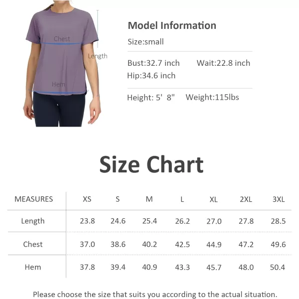 THE GYM PEOPLE Womens Short Sleeve Workout Shirts Breathable Yoga TShirts with Side Slits Athletic Tee TopsGrey Purple