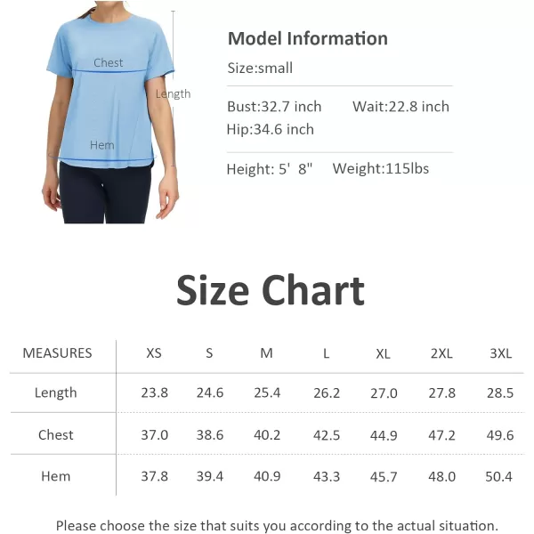 THE GYM PEOPLE Womens Short Sleeve Workout Shirts Breathable Yoga TShirts with Side Slits Athletic Tee TopsLight Blue