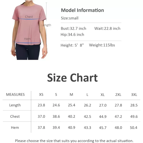THE GYM PEOPLE Womens Short Sleeve Workout Shirts Breathable Yoga TShirts with Side Slits Athletic Tee TopsRose Red