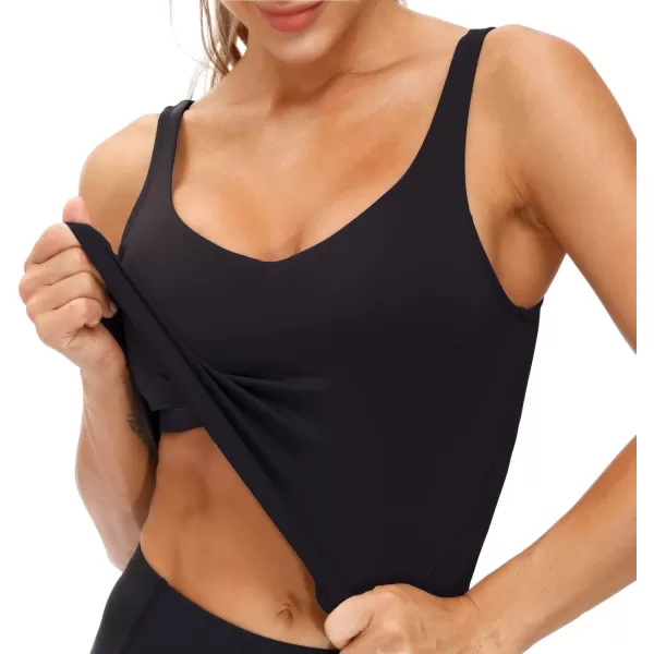 THE GYM PEOPLE Womens Sports Bra Longline Wirefree Padded with Medium SupportBlack