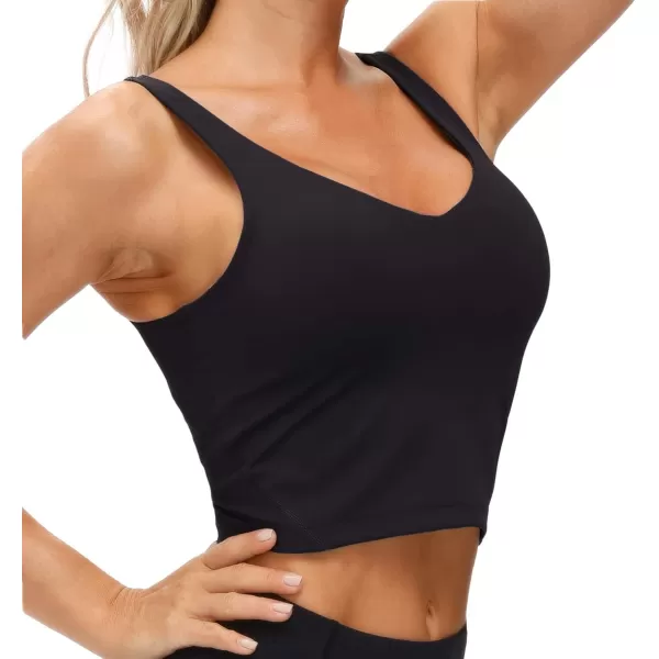 THE GYM PEOPLE Womens Sports Bra Longline Wirefree Padded with Medium SupportBlack