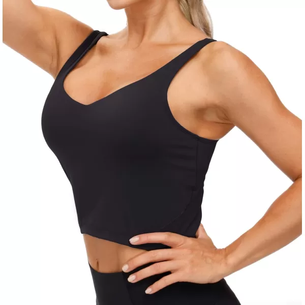 THE GYM PEOPLE Womens Sports Bra Longline Wirefree Padded with Medium SupportBlack