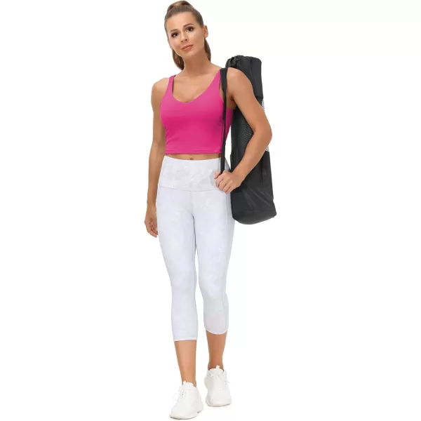 THE GYM PEOPLE Womens Sports Bra Longline Wirefree Padded with Medium SupportBright Pink