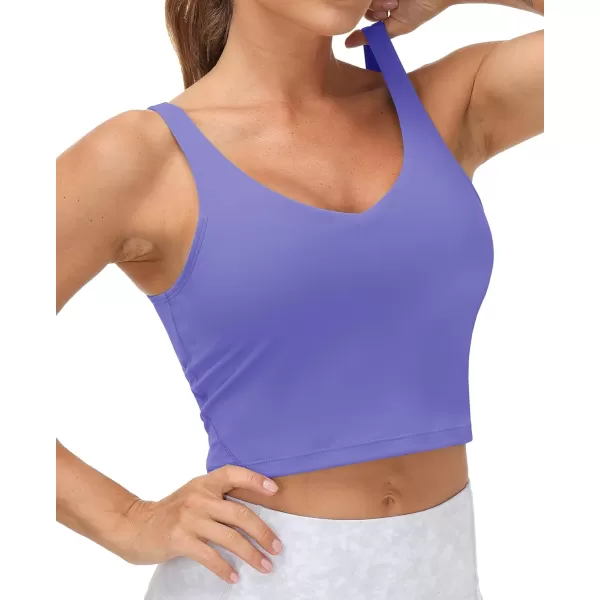 THE GYM PEOPLE Womens Sports Bra Longline Wirefree Padded with Medium SupportBright Purple