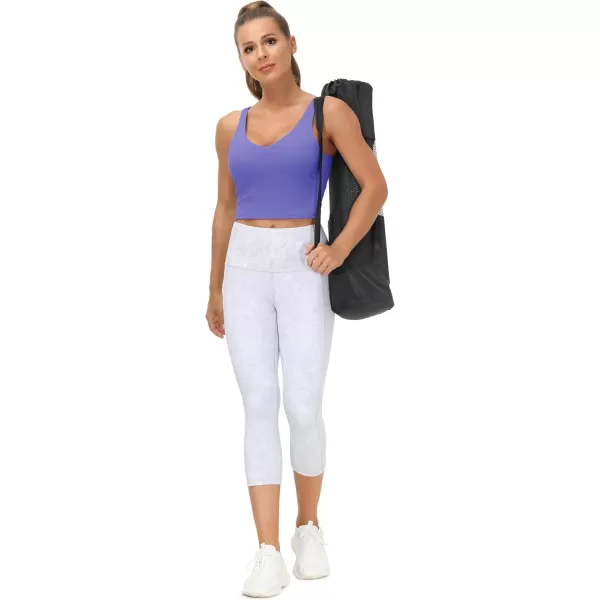 THE GYM PEOPLE Womens Sports Bra Longline Wirefree Padded with Medium SupportBright Purple
