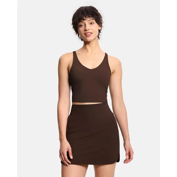 THE GYM PEOPLE Womens Sports Bra Longline Wirefree Padded with Medium SupportBrown