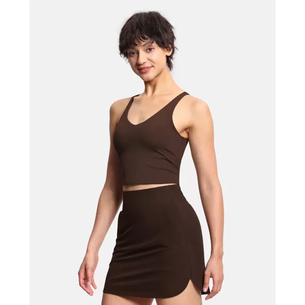 THE GYM PEOPLE Womens Sports Bra Longline Wirefree Padded with Medium SupportBrown