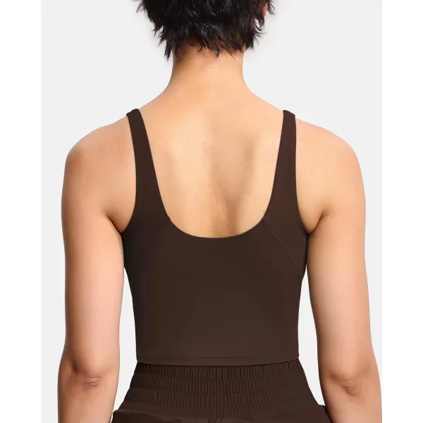 THE GYM PEOPLE Womens Sports Bra Longline Wirefree Padded with Medium SupportBrown
