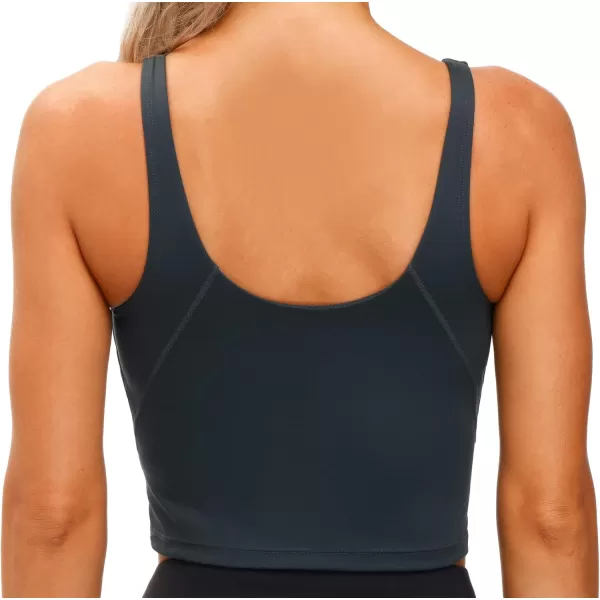 THE GYM PEOPLE Womens Sports Bra Longline Wirefree Padded with Medium SupportCharcoal Grey