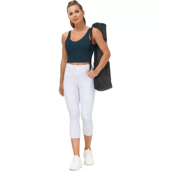 THE GYM PEOPLE Womens Sports Bra Longline Wirefree Padded with Medium SupportDark Blue Green