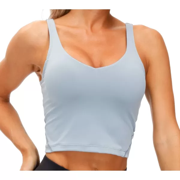 THE GYM PEOPLE Womens Sports Bra Longline Wirefree Padded with Medium SupportDenim Blue