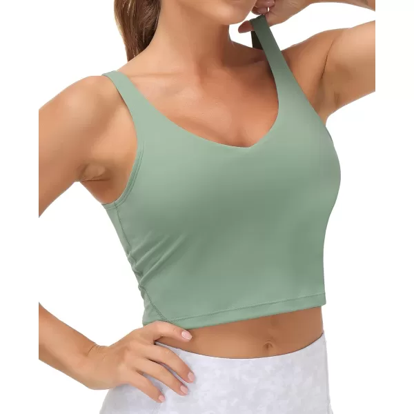 THE GYM PEOPLE Womens Sports Bra Longline Wirefree Padded with Medium SupportJasmine Green