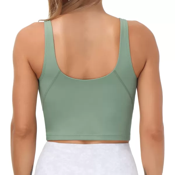 THE GYM PEOPLE Womens Sports Bra Longline Wirefree Padded with Medium SupportJasmine Green