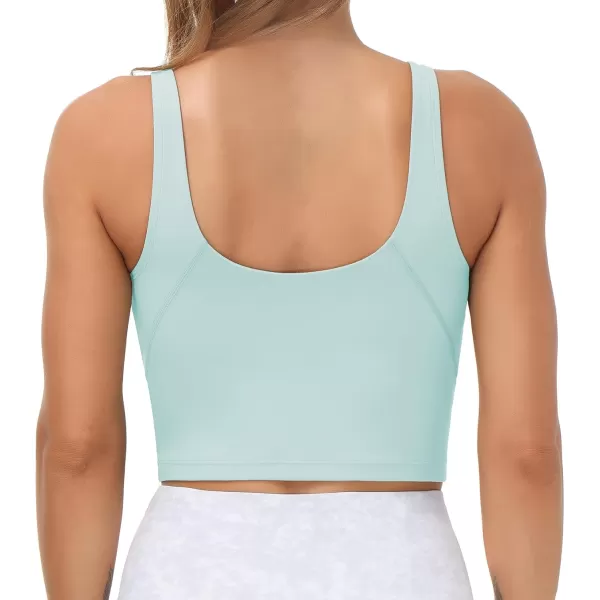 THE GYM PEOPLE Womens Sports Bra Longline Wirefree Padded with Medium SupportLight Blue