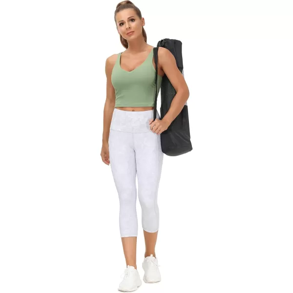THE GYM PEOPLE Womens Sports Bra Longline Wirefree Padded with Medium SupportLight Green