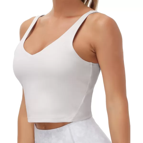 THE GYM PEOPLE Womens Sports Bra Longline Wirefree Padded with Medium SupportLight Grey