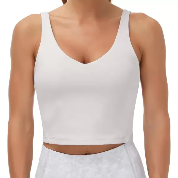 THE GYM PEOPLE Womens Sports Bra Longline Wirefree Padded with Medium SupportLight Grey