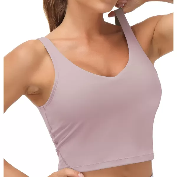 THE GYM PEOPLE Womens Sports Bra Longline Wirefree Padded with Medium SupportLight Purple