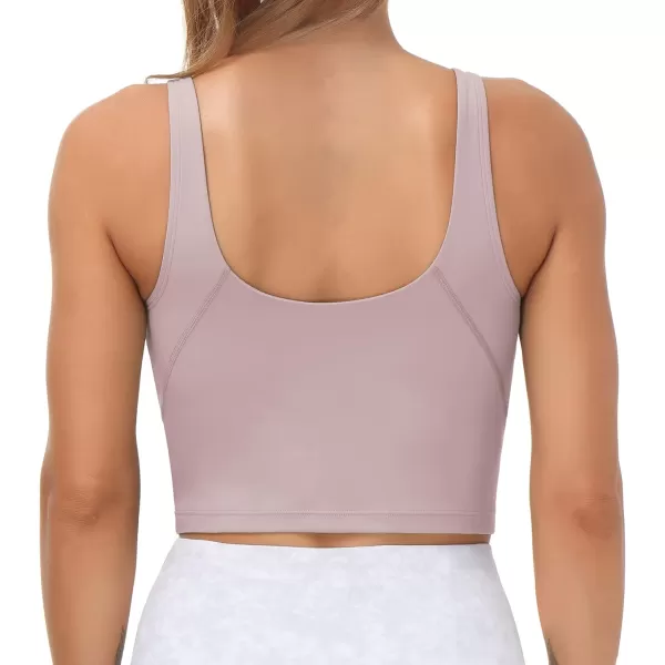 THE GYM PEOPLE Womens Sports Bra Longline Wirefree Padded with Medium SupportLight Purple